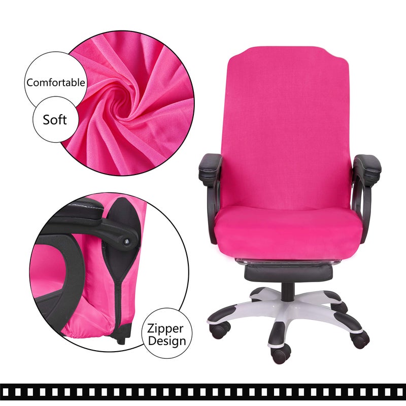 SARAFLORA Office Chair Cover- Large, Dark Pink- Removable Computer Chair Cover for Office Chair with Zipper for Universal Rotating Chair Desk Chair Cover Chair Seat Washable Protector for Pets - Image 3